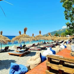 Private beach, beach bar
