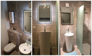 Deluxe Apartment | Bathroom | Shower, hair dryer, towels, toilet paper - Vakantiehuisje Winterberg (Winterberg)