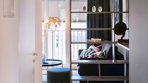 Luxury Penthouse, 1 King Bed with Sofa bed, Terrace | Living area | 43-inch Smart TV with digital channels, TV, heated floors