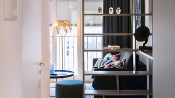 Luxury Penthouse, 1 King Bed with Sofa bed, Terrace | Living area | 43-inch Smart TV with digital channels, TV, heated floors