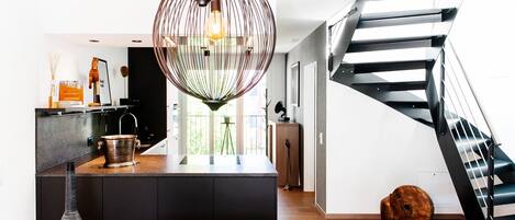 Luxury Penthouse, 1 King Bed with Sofa bed, Terrace | Living area | 43-inch Smart TV with digital channels, TV, heated floors