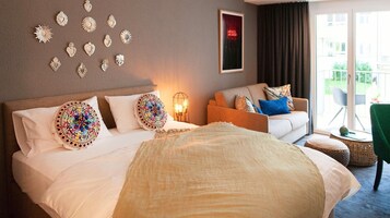 Hypo-allergenic bedding, down comforters, blackout drapes, soundproofing