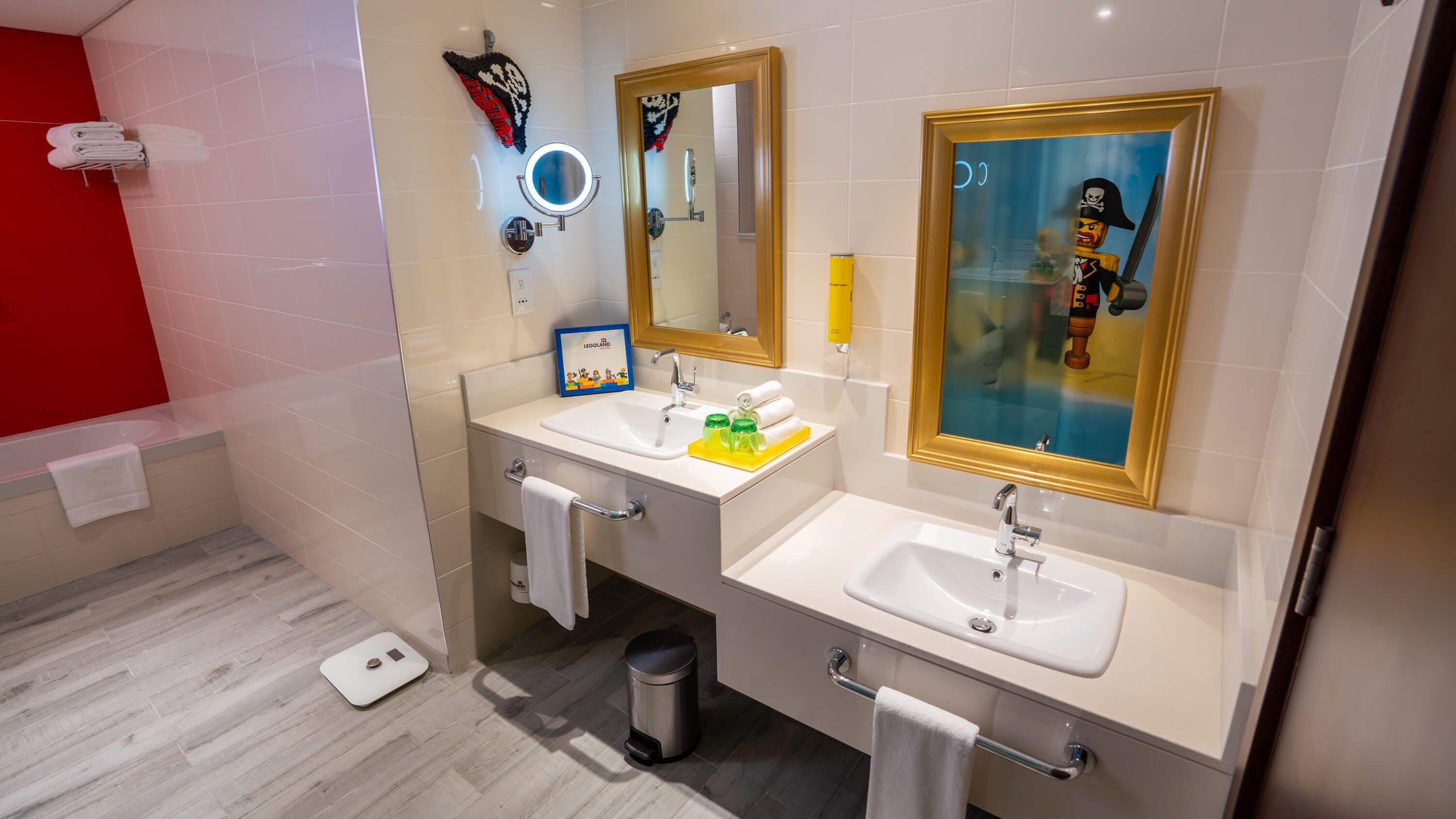 pirate fully themed family suite with park access | bathroom | free toiletries, hair dryer, slippers, towels