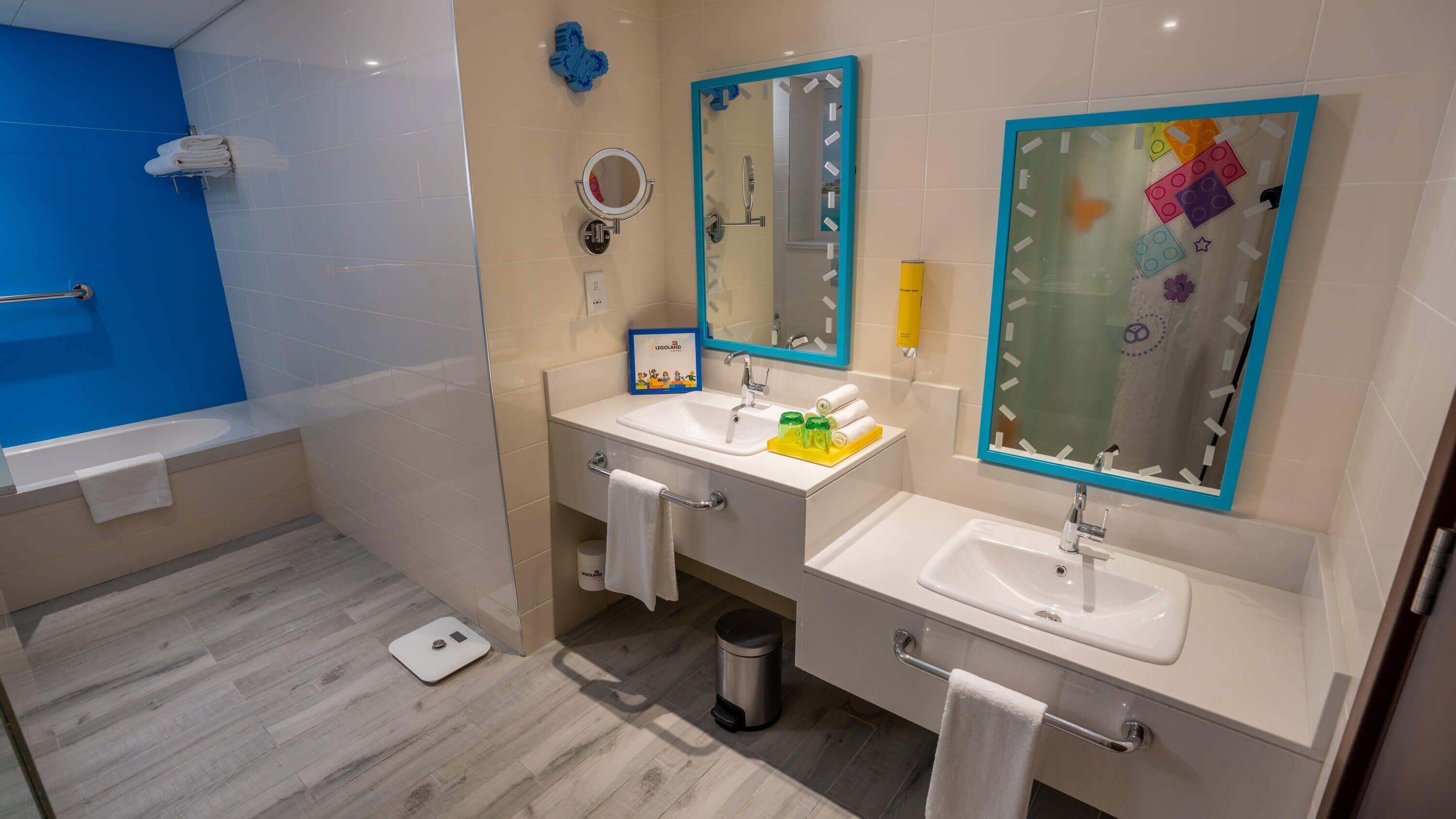 lego® friends fully themed family suite with park access | bathroom | free toiletries, hair dryer, slippers, towels