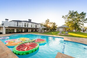 Indoor pool, outdoor pool, sun loungers