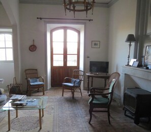 TV, foosball, table tennis, books