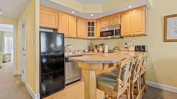 Apartment, 1 King Bed with Sofa bed | Private kitchen | Full-size fridge, microwave, stovetop, dishwasher