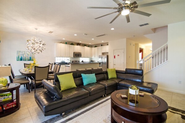 TV, foosball, stereo