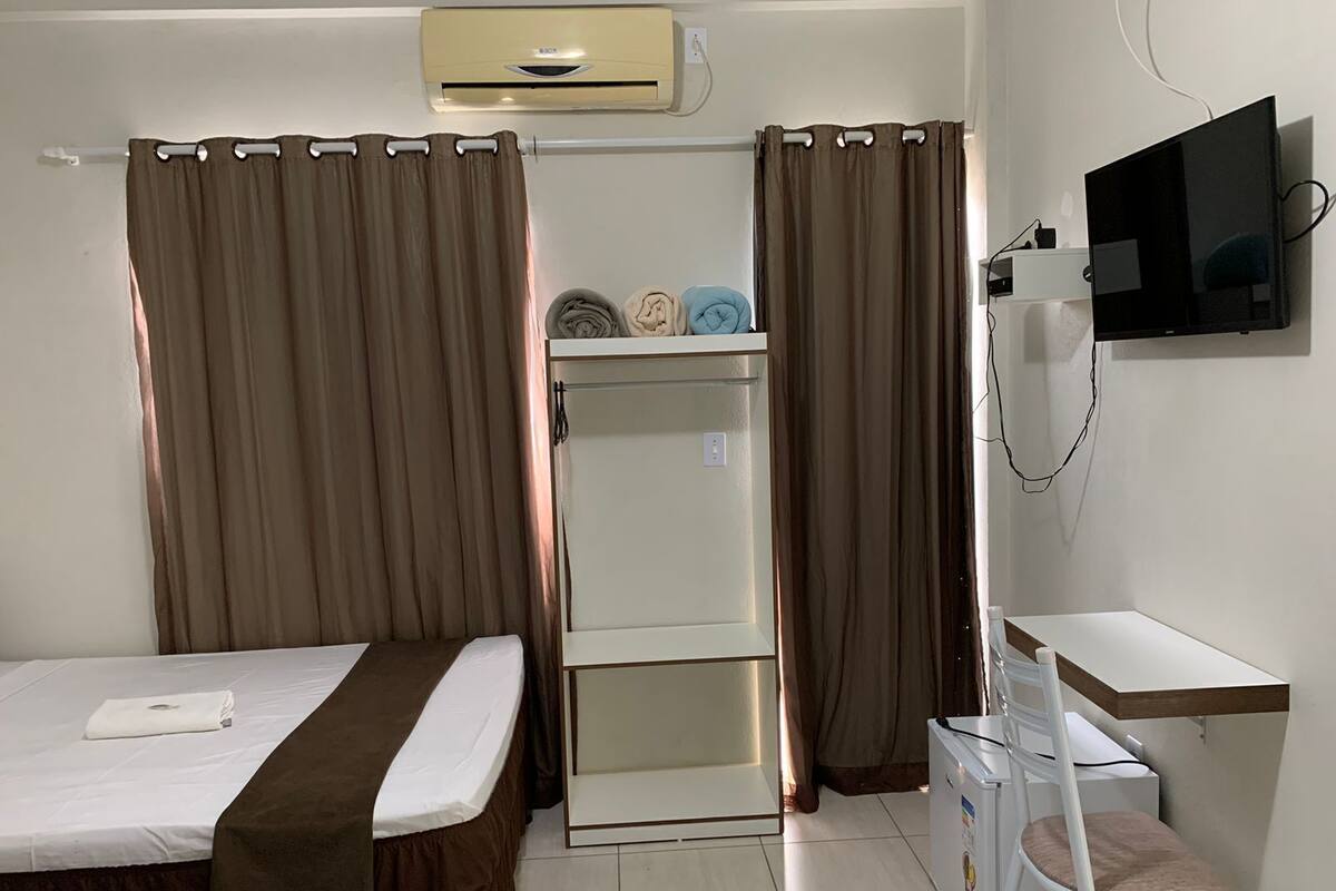 Minibar, desk, laptop workspace, blackout drapes