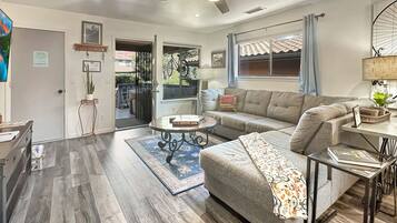 Smart-TV, Kamin, Netflix, Bücher