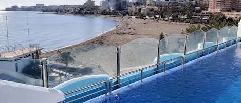 A rooftop pool