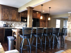 Fridge, microwave, oven, stovetop - Fully Remodeled Lakefront Home with Beautiful Views of Lake of the Ozarks! (Camdenton)