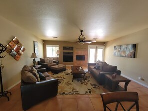 TV, fireplace, table tennis