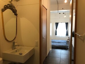Quadruple Room (3-A) | Bathroom | Free toiletries, hair dryer, towels, soap - GOLDEN MILE Hostel (Amami)