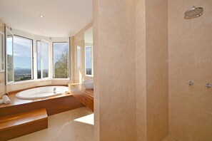 Bathtub, hair dryer, towels