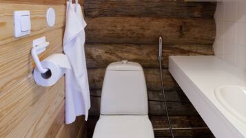 Ferienhütte, 3 Schlafzimmer, Sauna (70 m2) | Badezimmer | Dusche, Handtücher