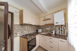 Executive Apartment | Private kitchen | Full-sized fridge, oven, stovetop, dishwasher - New Desing (Pitesti)