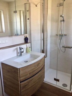 Shower, hair dryer, bidet, towels - Apartment with pool near Frankfurt (Niederdorfelden)