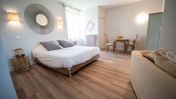 Individually decorated, individually furnished, desk, iron/ironing board