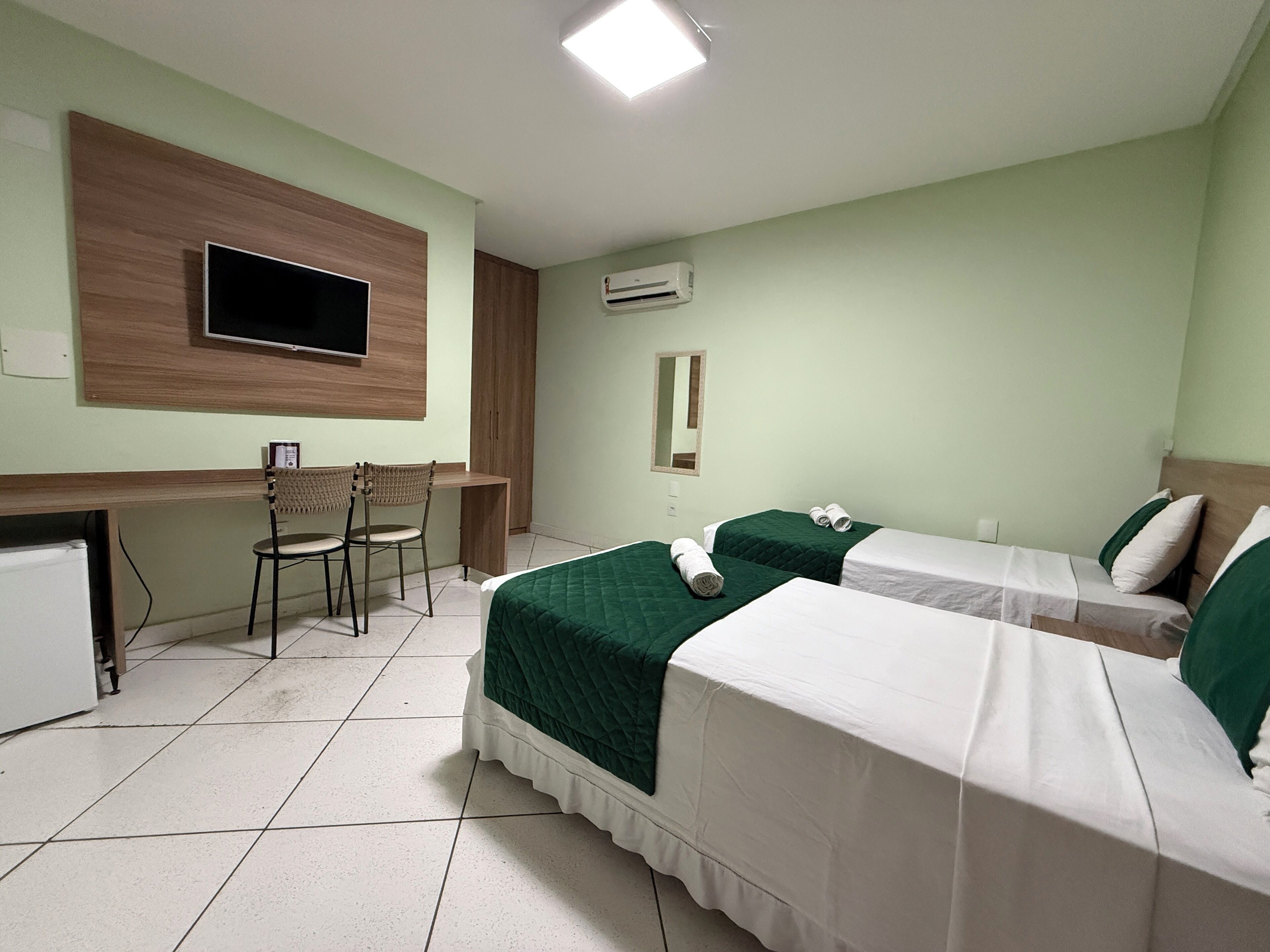 Desk, free WiFi, bed sheets