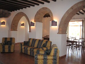 Villa, Private Pool | Living room | Flat-screen TV, fireplace