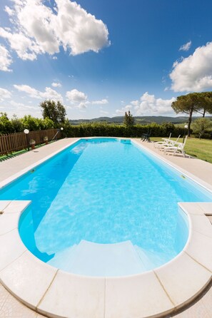 Outdoor pool, pool loungers