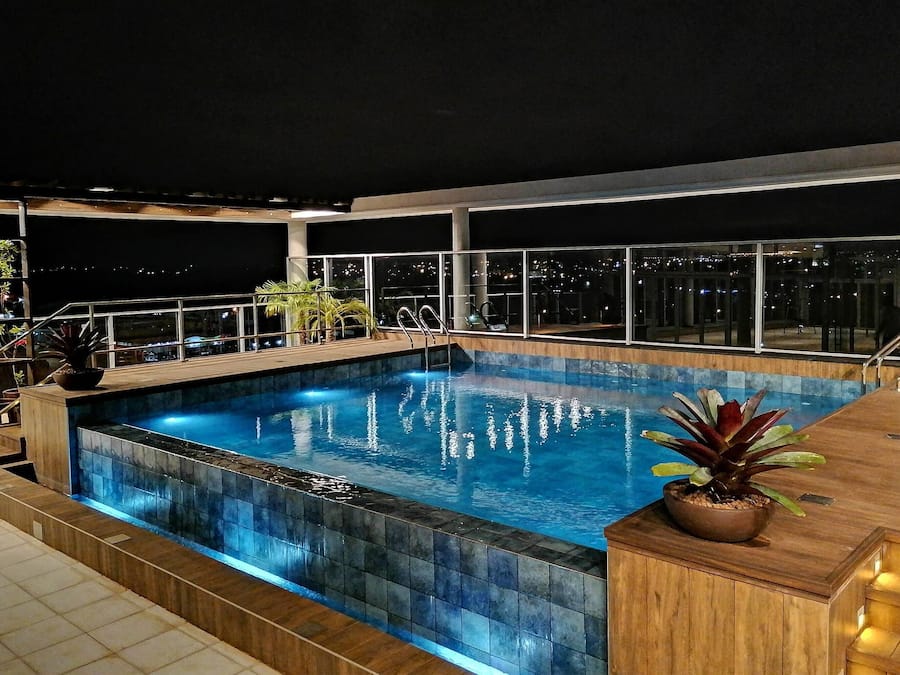 Outdoor pool, sun loungers