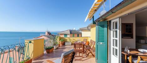 Apartment, 1 Double Bed with Sofa bed, Terrace, Sea View | Terrace/patio