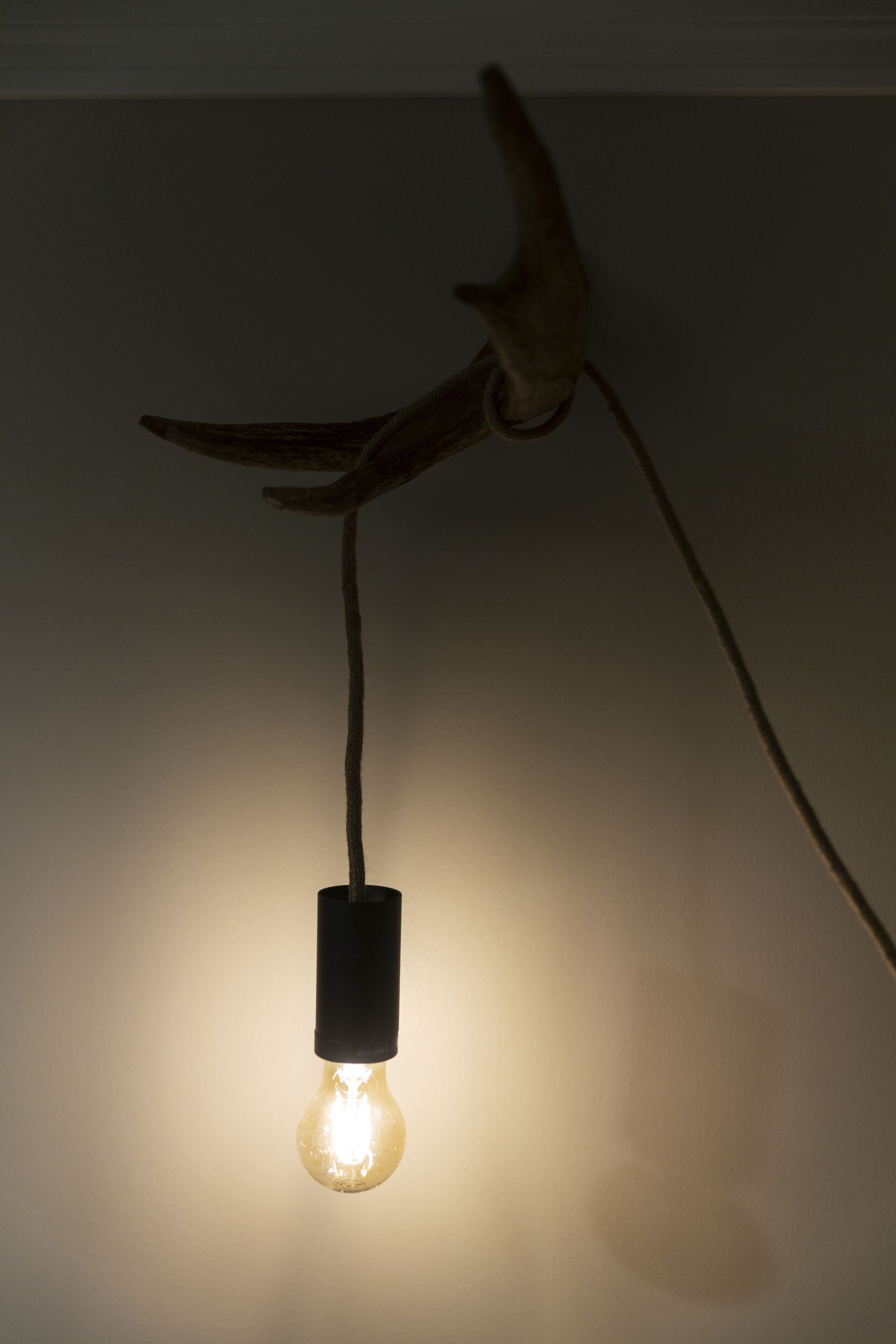 Una lámpara colgante con un diseño único en forma de pájaro.