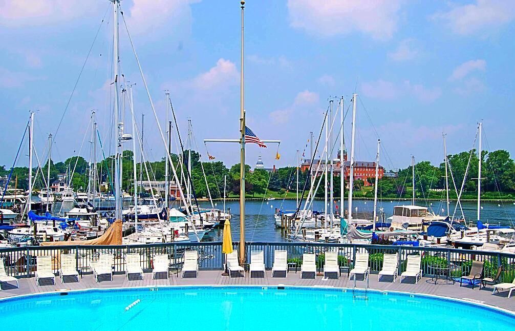 This Eastport condo has a large deck with amazing views of Spa Creek and downtown Annapolis.