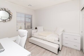 4 bedrooms, iron/ironing board, travel crib, WiFi