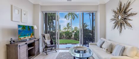 Smart TV, DVD player, books, video library