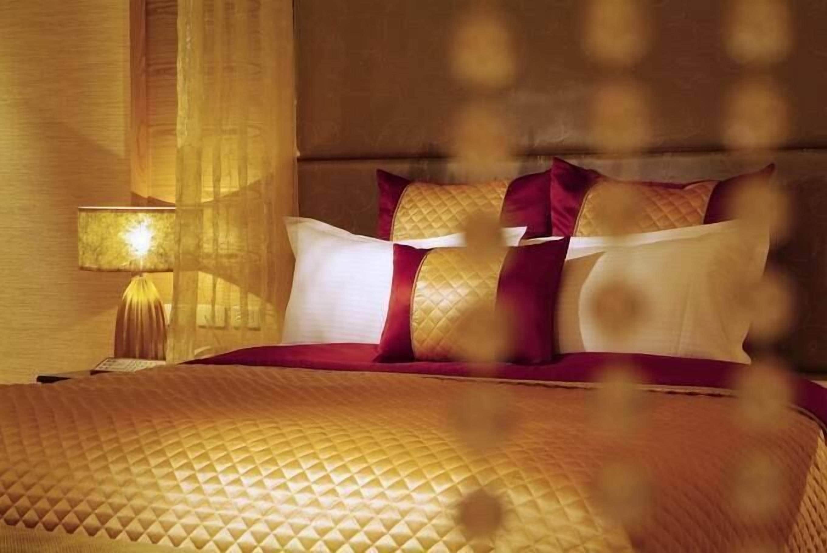 Desk, blackout curtains