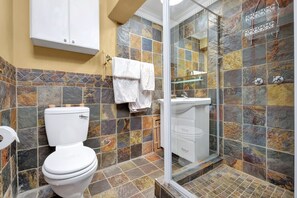 Appartamento Deluxe | Bagno | Doccia, set di cortesia gratuito, asciugamani