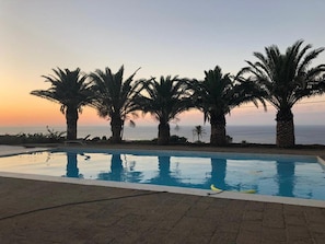 Outdoor pool, pool loungers