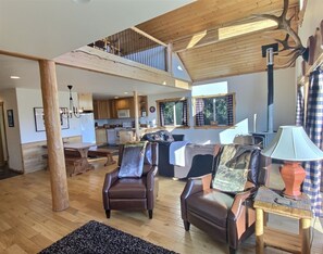 Smart TV, fireplace, DVD player, video library