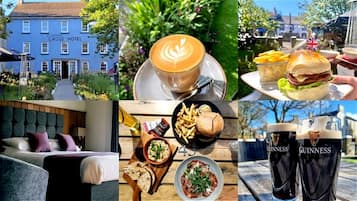Experience the warm atmosphere of ST DAVIDS CROSS HOTEL, where guests can enjoy a cup of coffee, relax in a cozy seating area, and savor a delicious meal.