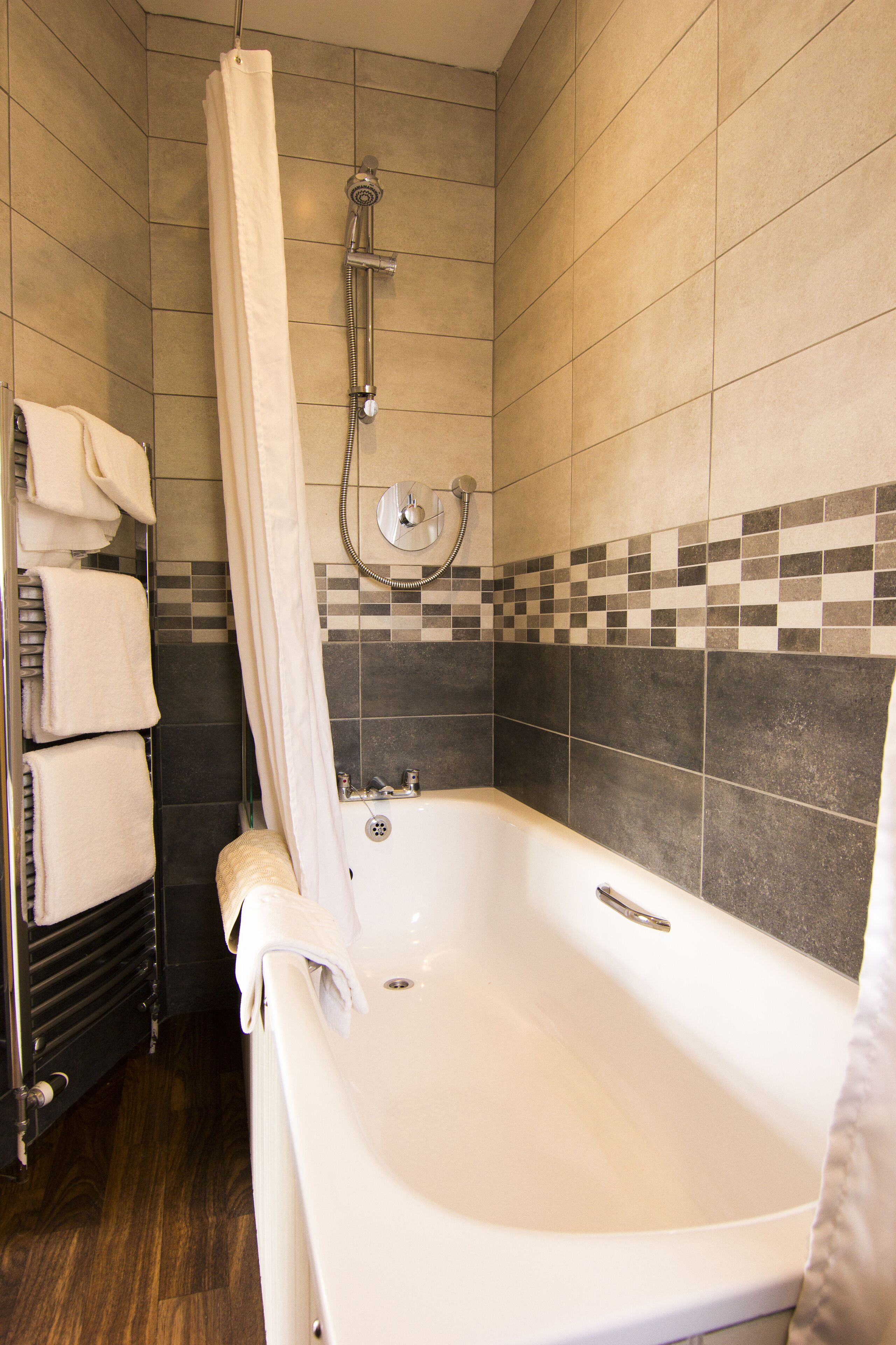 family room | bathroom | hair dryer, towels, toilet paper