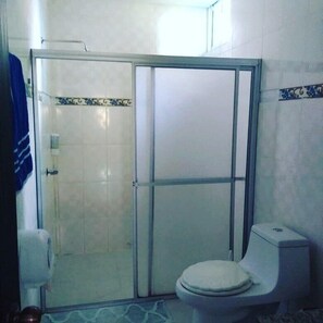 Shower, towels, soap