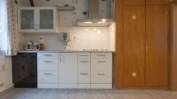 Full-size fridge, microwave, oven, stovetop