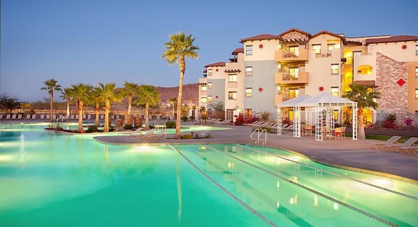 Pool - UpScale Resort with Outdoor Heated Pool with a waterslide and a poolside bar, tennis court and gym (Peoria)