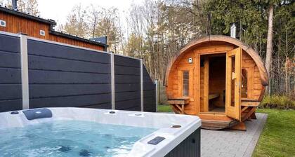 Modern mobile home with barrel sauna and whirlpool (WA104)