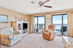 Flat-screen TV, DVD player, stereo