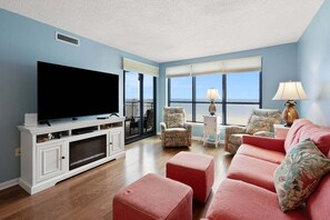 TV, DVD player - Fabulous oceanfront views from this beautiful family condo w/pool, hot tub-steps from the sand (North Myrtle Beach)