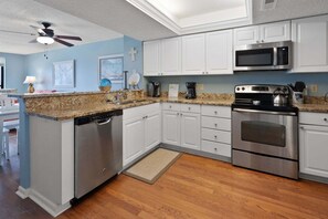 Coffee/tea maker, fridge, microwave, oven - Fabulous oceanfront views from this beautiful family condo w/pool, hot tub-steps from the sand (North Myrtle Beach)