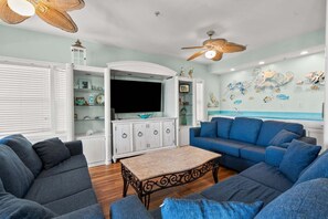 TV, video games, DVD player, foosball - Oceanfront duplex steps from beach w/shared pool, game room, kids' pool, grill (North Myrtle Beach)