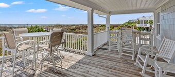 Popular oceanfront home-spacious w/beautiful beachfront deck, covered porch-perfect for families