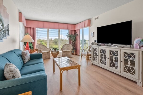 TV, DVD player, stereo