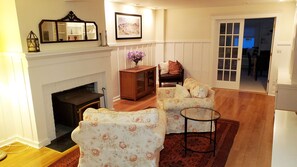 Smart TV, DVD player, books, video library