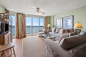 TV, DVD player, stereo